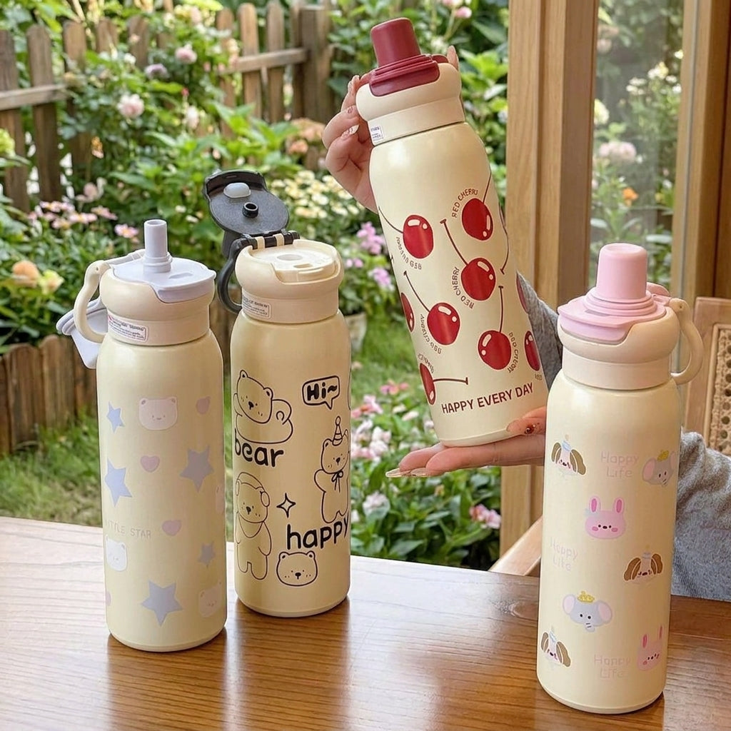Adorable Cartoon Insulated Cup – Perfect for School, Work & Travel